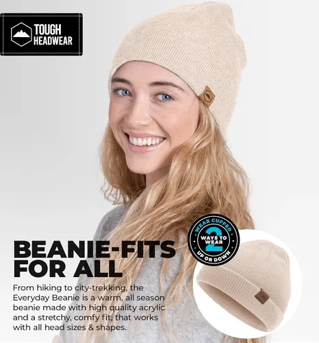 Vista 24 de Tough Headwear Daily Knit Beanie – Gorros para hombre – Sombreros de invierno para hombres y mujeres – Sombreros de punto cálidos para clima frío