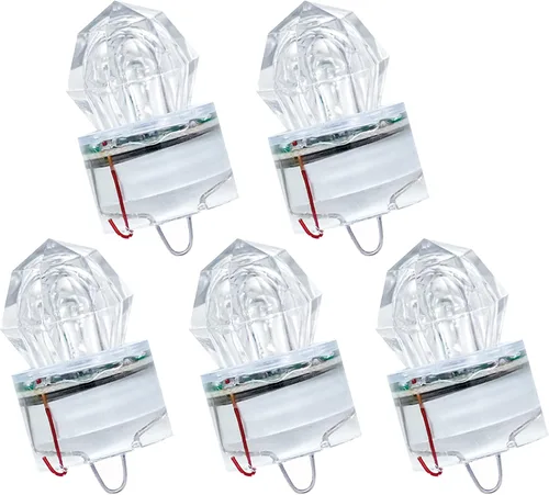 Vista 9 de BLUEWING 5pcs Diamond Fishing Lights LED Deep Drop Underwater Flashers Water-Activated Lighted Fish Lures for Swordfish, Tilefish, Halibut, Tuna