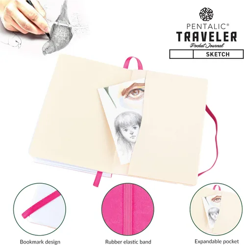 Vista 4 de Cuaderno de bocetos Travelers Dot Grid Pentalic Art, libre de ácidos
