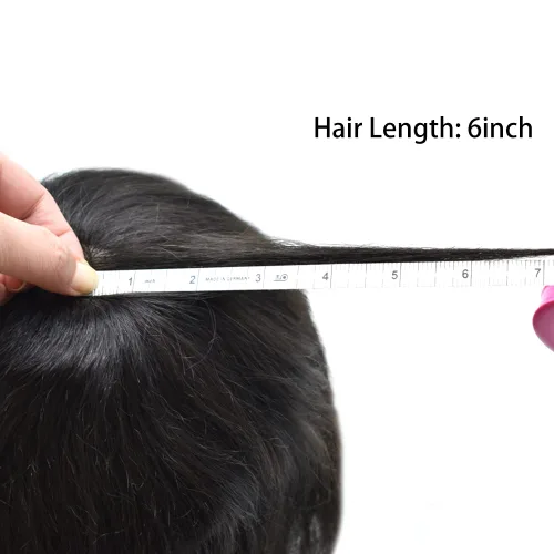Vista 4 de Toupee - Sistema de pelo de poliuretano para hombre, repuesto completo de pelo de polietileno para hombres (8 x 10 pulgadas, 1 negro azabache)