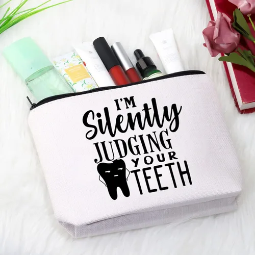 Vista 4 de Regalo para dentistas, regalo para higienista dental, regalo para asistente dental, estoy juzgando silenciosamente tus dientes con cremallera