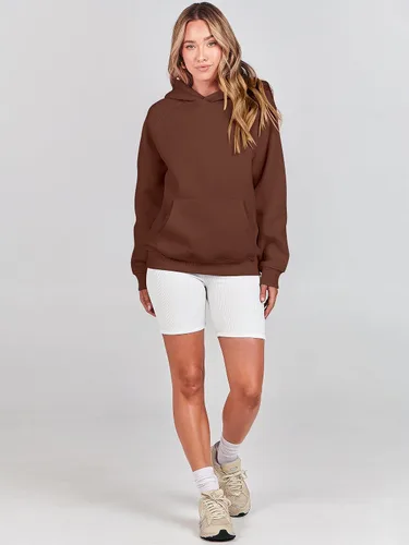 Vista 6 de ANRABESS Sudaderas con capucha de gran tamaño para mujer, de manga larga, de vellón, básicas, para otoño, de moda Y2K
