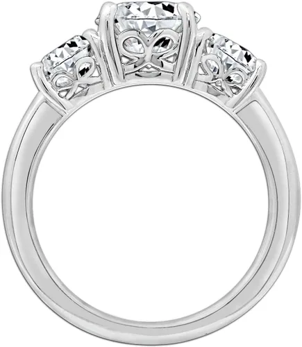 Vista 2 de Tienda Collection Platinum or Gold Plated Sterling Silver Round 3-Stone Ring made with Infinite Elements Cubic Zirconia