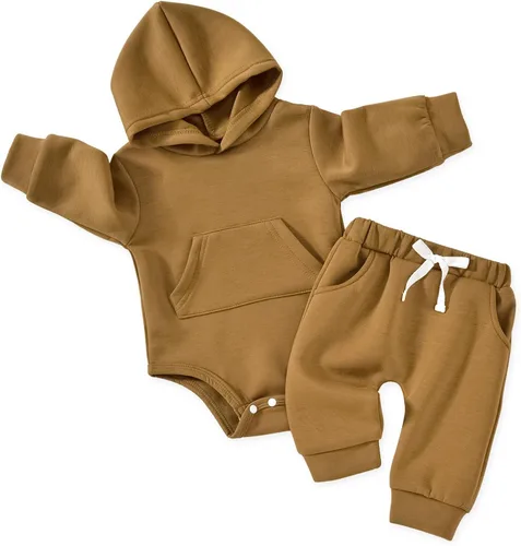 Vista 23 de Aalizzwell Conjunto de sudadera con capucha de invierno para bebé infantil Albaricoque