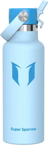 Vista 13 de Super Sparrow Botella de Agua Aislada - 17 Oz / 25 Oz / 34 Oz - Frasco FlipFlow de Boca Estándar - Libre de BPA, Botella a Prueba de Fugas