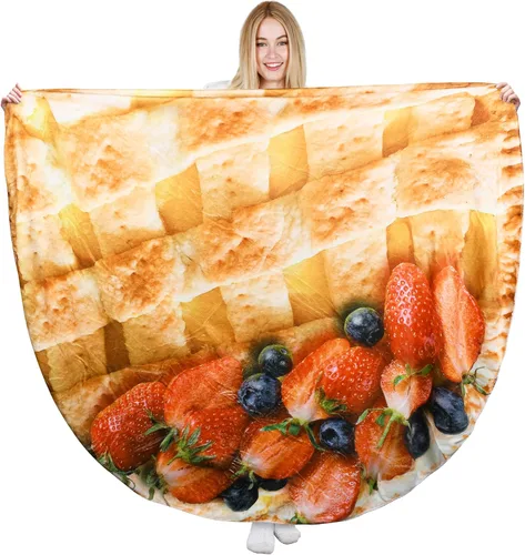 Vista 9 de Catalonia Pepperoni Pizza Blanket, Realistic Food Blanket, Funny Gifts for Teenage Boys and Girls, 59 inch, Single Layer