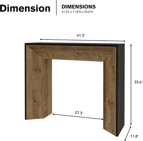 Vista 2 de Mesa consola de granja con luz LED, mesa de entrada rústica de 41 pulgadas con almacenamiento para entrada, pasillo, mesa de sofá industrial detrás