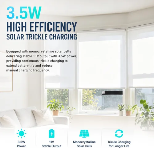 Vista 3 de Cargador de panel solar de 8.4 V para persianas enrollables motorizadas, fuente de alimentación solar de alta eficiencia de 3.5 W/11 W