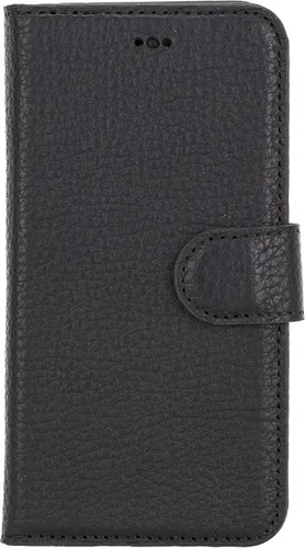 Vista 5 de Compatible con iPhone 7/8 / SE Funda tipo cartera, cuero genuino hecho a mano, cubierta magnética desmontable con soporte para tarjetas