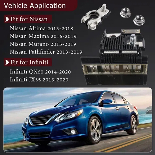 Vista 7 de Terminales de fusible de batería positiva 24380-3JA1A para Nissan Altima 2013-2018 para Nissan Maxima 2016-2023 Compatible con Nissan Murano