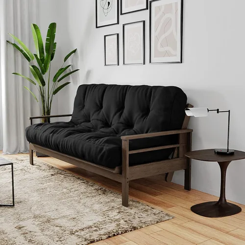 Vista 9 de Royal Sleep Products by The Futon Factory - Colchón futón de espuma de 8 pulgadas, tela negra sólida, tamaño Twin, espumas certificadas CertiPUR