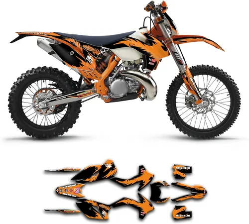 Vista 28 de Kit de calcomanías personalizadas para 125 200 250 300 350 450 500 EXC EXC-F XCW XC-W XCF-W 2014 2015, negro y azul, KTEXCW1416001-KR