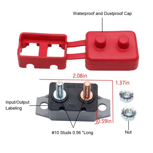 Vista 2 de 2 disyuntores de reinicio automático de 12 V - 24 V CC, disyuntores de reinicio automático de 30 amperios con perno de cubierta para Bolt Automotive