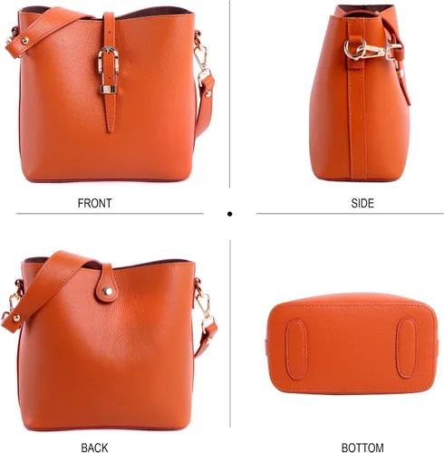 Vista 4 de Montana West Cuero auténtico oculto llevar bolsos y bolsos para las mujeres Handgun Crossbody bolsa, marrón