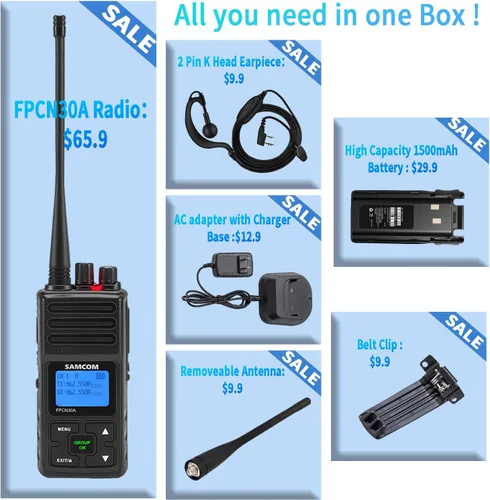 Vista 7 de SAMCOM Walkie Talkies Radios recargables de dos vías de largo alcance con auriculares, radios de 2 vías SAMCOM UHF transceptor portátil Walky Talky
