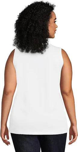 Vista 2 de Lands' End Supima - Camiseta sin mangas de algodón con cuello redondo para mujer