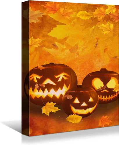 Vista 26 de Wewejia -Lienzo de Halloween pintura de pared de máscara de Halloween rojo/azul fantasma imagen póster impresiones de Halloween arte de pared