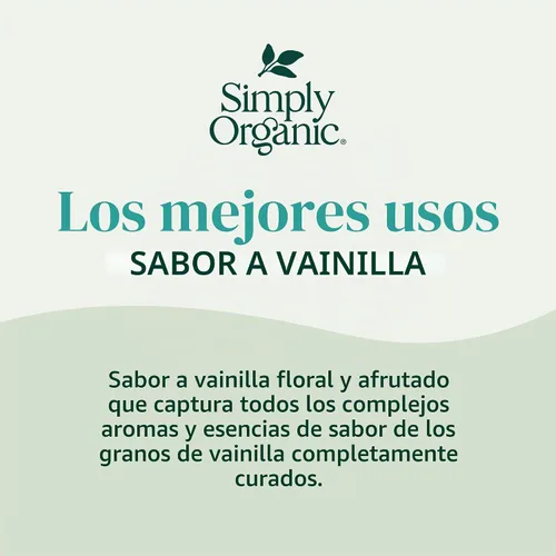 Vista 4 de Simply Organic Saborizante de vainilla (sin alcohol), certificado orgánico 4 onzas / 113.39 gramos