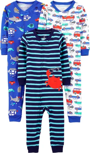 Vista 52 de Simple Joys by Carter's Pijama de algodón sin pies de ajuste cómodo para niños (3 unidades)