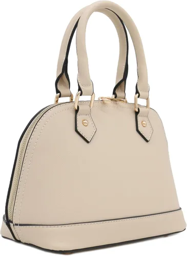 Vista 3 de Bolso de mano clásico Saffiano abovedado con cremallera perimetral Beige