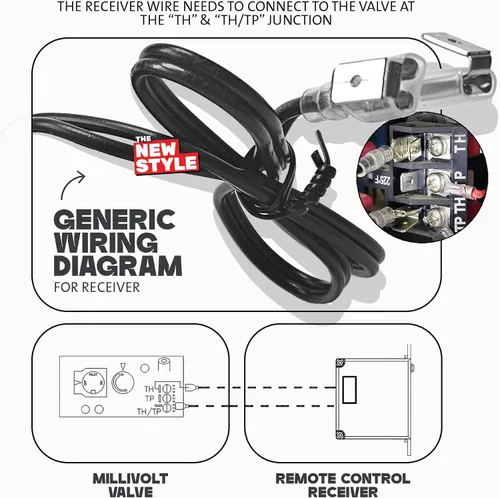 Vista 8 de Kit de control remoto para chimenea de gas, control remoto de encendido/apagado, para sistema de válvula de milivoltio, reemplazo para skytech