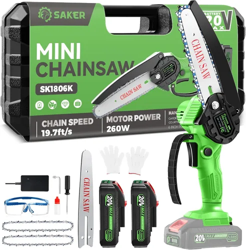 Vista 4 de Saker Mini motosierra inalámbrica de 6 pulgadas con interruptor de seguridad y mini motosierra Saker Motosierra de 6 pulgadas [2024 actualizada]