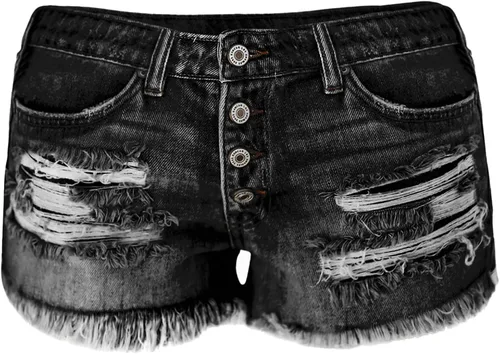 Vista 7 de Pantalones cortos de mezclilla para mujer, pantalones cortos de mezclilla para mujer, desgastados, con agujeros rasgados, dobladillo deshilachado