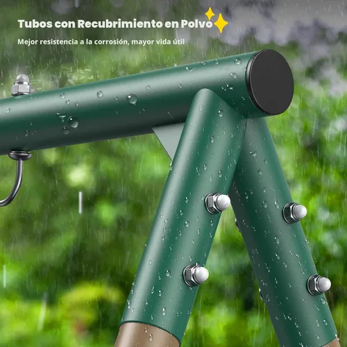 Vista 3 de Hapfan Juegos de columpios para patio trasero con columpio de platillo de plataforma de 45 pulgadas y columpio de cinturón, conjunto de columpios