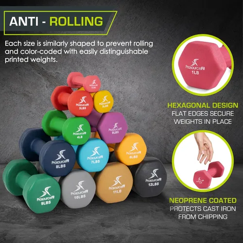 Vista 5 de ProsourceFit Neoprene Dumbbell Coated for Non-Slip Grip