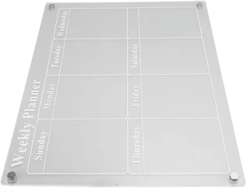 Vista 6 de Calendario semanal para refrigerador, pizarra de borrado en seco de acrílico transparente con 6 marcadores para el hogar, cocina, organización