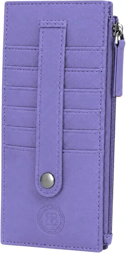 Vista 30 de Leatherboss - Funda para tarjetas todo en uno, cartera delgada con correa de protección para tarjetas, Beige, Cartera con tarjetero
