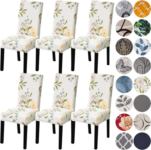 Vista 53 de HZDHCLH Juego de 4 fundas para sillas de comedor color burdeos, fundas elásticas de elastano para sillas Parsons, paquete de 4, fundas de asiento