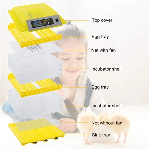Vista 2 de CHENSHENG Incubadora de huevos de granja totalmente automática con control de temperatura, incubadoras digitales de 96 huevos para incubar, pollo