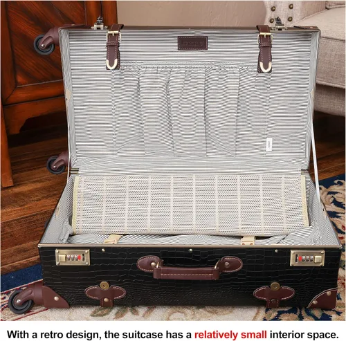 Vista 5 de urecity Juego de 2 maletas vintage, maleta retro con ruedas para hombres y mujeres, lindo juego de equipaje de viaje de diseñador con bolsa
