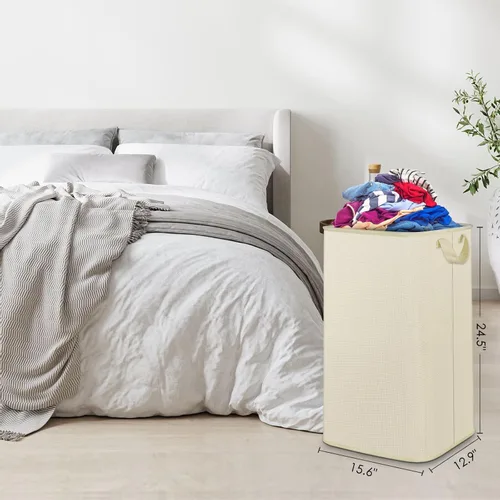Vista 6 de SNIGJAT Cesta grande para la ropa sucia, cesta alta con asas resistentes, cestas para ropa sucia, cesta rectangular para ropa sucia para dormitorio