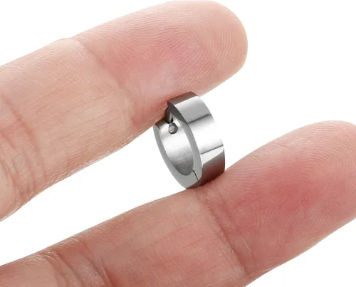 Vista 4 de Jstyle Pendientes de aro pequeños únicos de acero inoxidable para hombre, 1 par