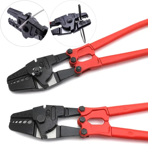 Vista 4 de Herramienta de prensado de cuerda de alambre 24" Hand Swager Crimper Compatible con mangas de aluminio de cobre de 1/16"- 3/16