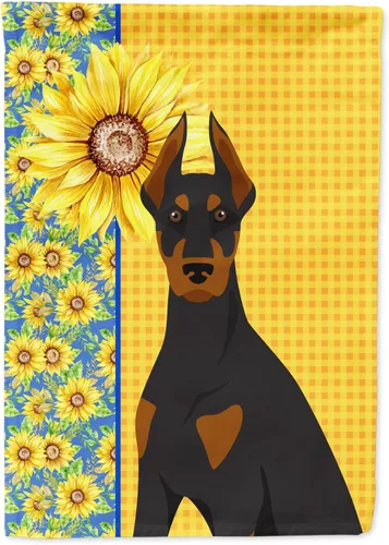 Vista 277 de Caroline's Treasures WDK5313GF Bandera de jardín con diseño de girasoles de verano, color negro y tostado, Airedale Terrier para buzón, bandera