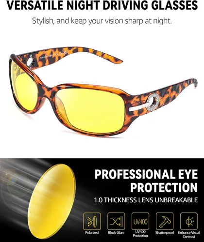 Vista 4 de FIMILU Gafas de sol polarizadas de moda para mujer, con diamantes de imitación, protección UV para exteriores