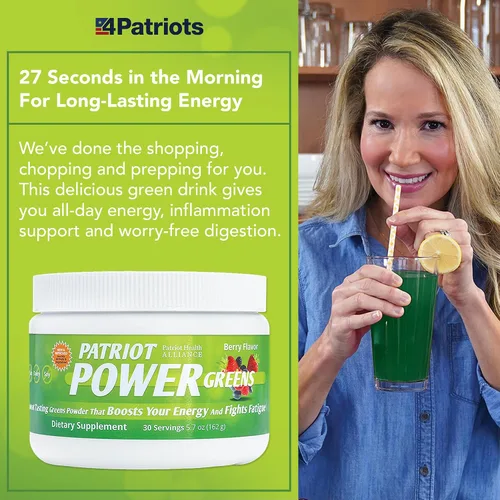 Vista 3 de Patriot Power Greens: más de 40 frutas y verduras, suplemento dietético orgánico de superalimentos, 30 porciones
