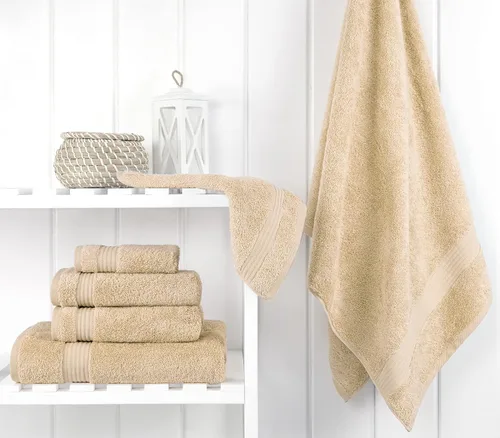 Vista 2 de Cotton Paradise Juego de 6 toallas, 100% algodón suave y absorbente turco para baño, 2 toallas de baño, 2 toallas de mano, 2 toallitas, juego