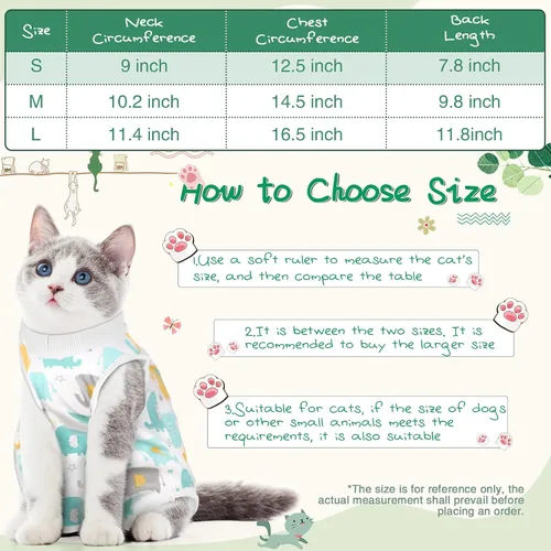 Vista 3 de Nuanchu 3 piezas de traje de recuperación para gatos y gatitos, traje de recuperación para gatos y perros, alternativa al collar electrónico