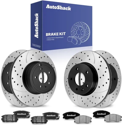 Vista 14 de AutoShack Kit de Rotores de Freno Delanteros y Traseros con Pastillas de Freno Cerámicas de Reemplazo para Saturn Vue, Pontiac Torrent, Suzuki XL-7