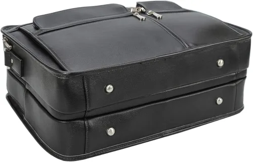 Vista 7 de Maletín de cuero de grano completo para hombre grande de 17 pulgadas de viaje de negocios bolsa de mensajero portátil con cremalleras de metal YKK