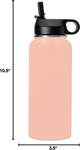 Vista 8 de LaserGram Botella de agua personalizada, hada, acero inoxidable de doble pared aislada al vacío con popote superior, regalo grabado personalizado