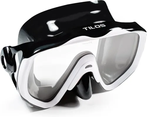 Vista 7 de Tilos Titanica, máscara de lente única para buceo y snorkel (negro, adulto)