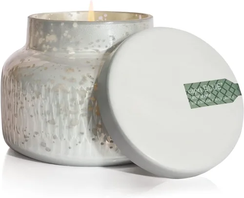 Vista 11 de Capri Blue Vela navideña en tarro de mercurio, mezcla de velas de soja, velas de otoño para el hogar perfumadas con manzana, canela y pera, vela