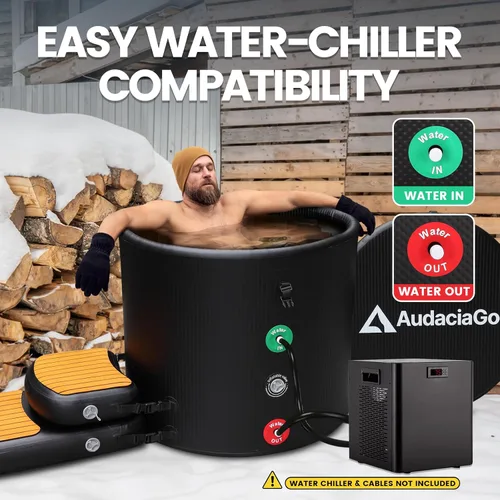 Vista 2 de XXL - Bañera de hielo para atletas, compatible con enfriadores de agua, bañera inflable de inmersión en frío de 186 galones con tapa aislada