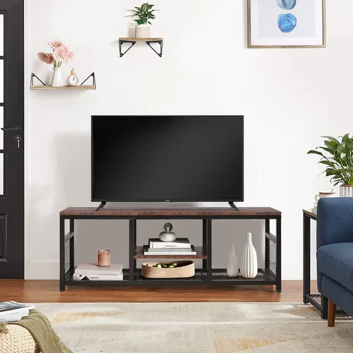 Vista 4 de VECELO Soporte de TV para televisores de 55 pulgadas, mesa de consola de medios para centro de entretenimiento con almacenamiento para sala de estar
