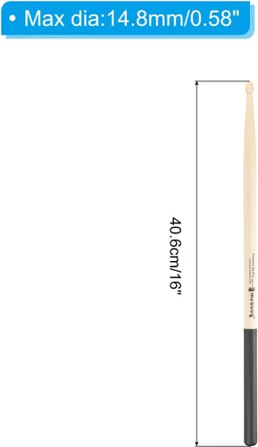 Vista 2 de PATIKIL Bastón de madera de arce antideslizante con mango para tambor, envoltura 5A, negro, 2 pares para percusión de instrumentos musicales